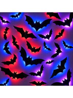 3D LED Bat Wall Lights for Halloween Decor - Spooky Door & Window Decorations